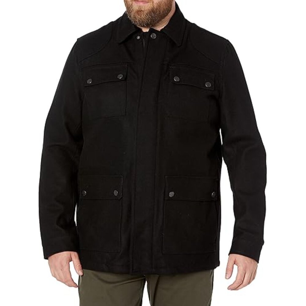 NWT Fleet Street Men's Wool Blend Zip Front Military Jacket Size L